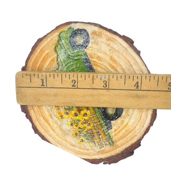 Wood Coasters Decoupaged Art with Yellow Sunflowers and Vintage Truck Napkins - Picture 7 of 12